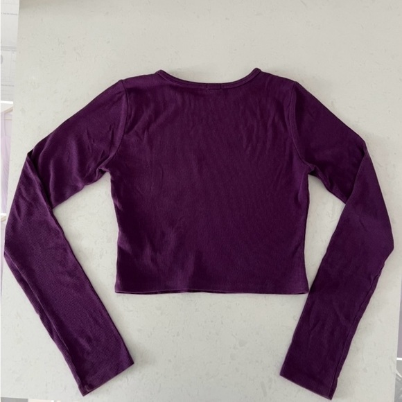 Garage Crop Top Purple Ribbed - Picture 3 of 6